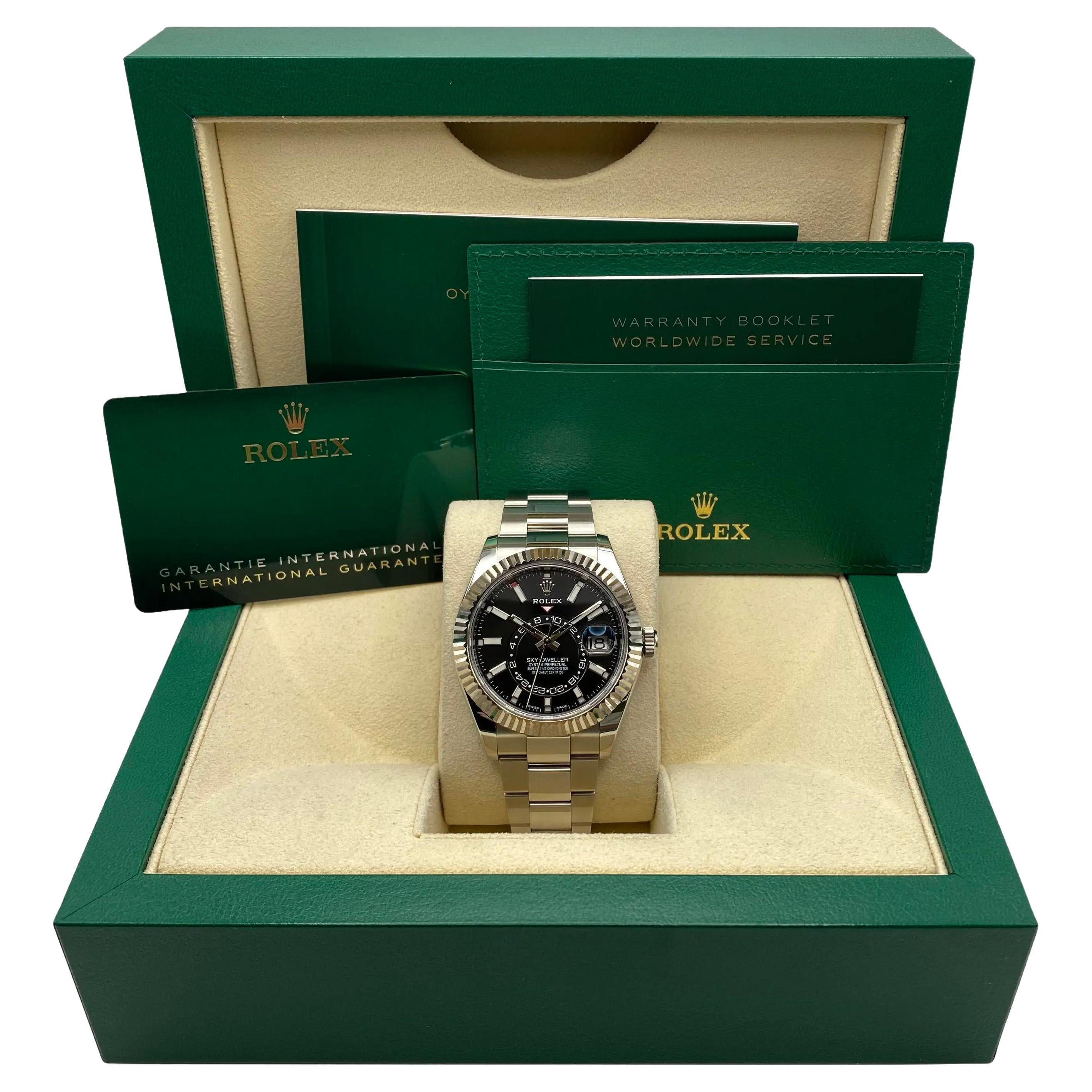 NEW Rolex Sky-Dweller Gold Steel Black Dial Oyster Band Automatic Watch 326934