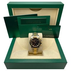 Rolex Daytona 40mm 18K Yellow Gold Steel Diamond Black Dial Mens Watch 116503