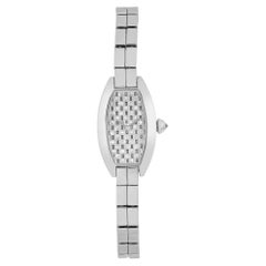 Cartier Lanieres Mini Tonneau 18K Weißgold Diamant Quarz Uhr WJ2002W3