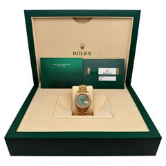 Rolex Day-Date 36 118348 Green Jade Carousel Diamond Dial Yellow Gold Watch B&P