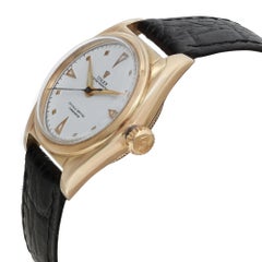 Vintage Rolex Oyster Perpetual 31mm 5050 Bubble Back 14k Gold White Dial Watch