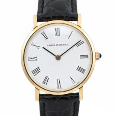 Orologio vintage Girard-Perregaux da 33 mm in oro giallo 18 carati con quadrante bianco e profilo ultrasottile, modello 3719