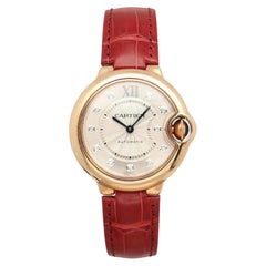 Cartier Ballon Bleu 33 mm, 18 Karat Roségold, silbernes Zifferblatt, Uhr 3490 WE902040