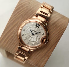 Cartier Ballon Bleu 33mm 18k Rose Gold Diamond Dial Automatic Watch WE902039