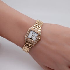 Cartier Panthere 22mm 18k Yellow Gold Diamond MOP Dial Ladies Watch 86691