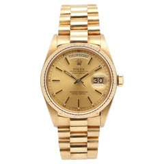 Rolex President Day-Date 36mm 18038 Champagne Dial 18K Yellow Gold Watch B&P