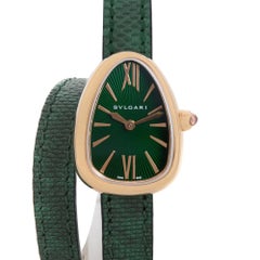 Reloj de mujer Bvlgari Serpenti de 27 mm, en oro rosa de 18 quilates, con diseño de doble espiral y esfera verde, 102726