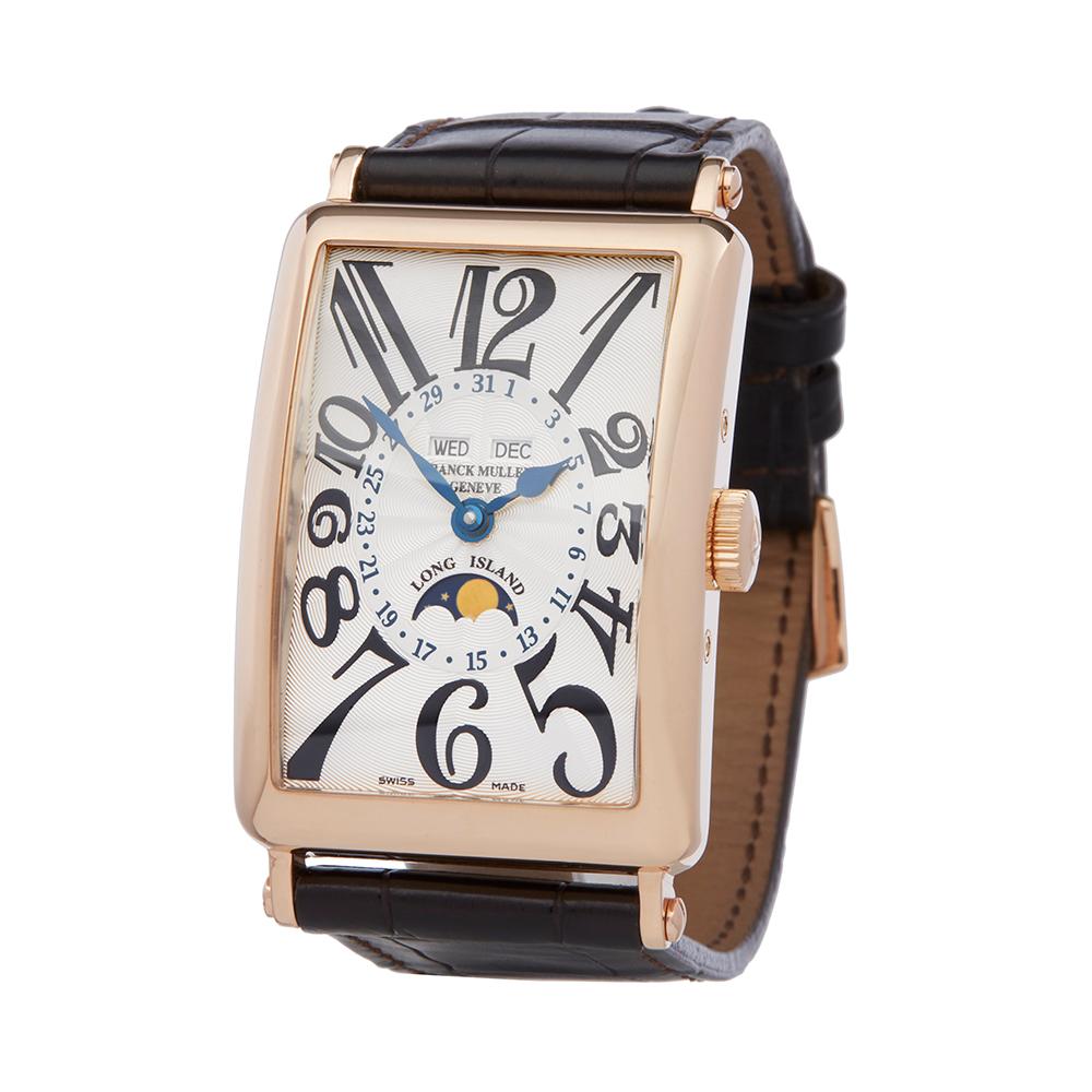 Ref: W5631
Manufacturer: Franck Muller
Model: Long Island
Model Ref: 1200 MC L
Age: 
Gender: Mens
Complete With: Box & Guarantee
Dial: Silver Arabic
Glass: Sapphire Crystal
Movement: Automatic
Water Resistance: To Manufacturers Specifications
Case: