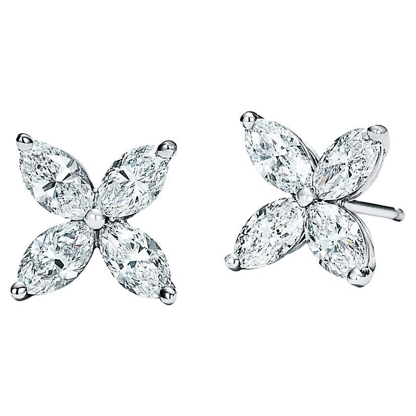 Marquise Cut Diamond Flower Earrings 1.62 Carat