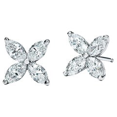 Boucles d'oreilles fleur en diamants taille marquise 1,62 carat
