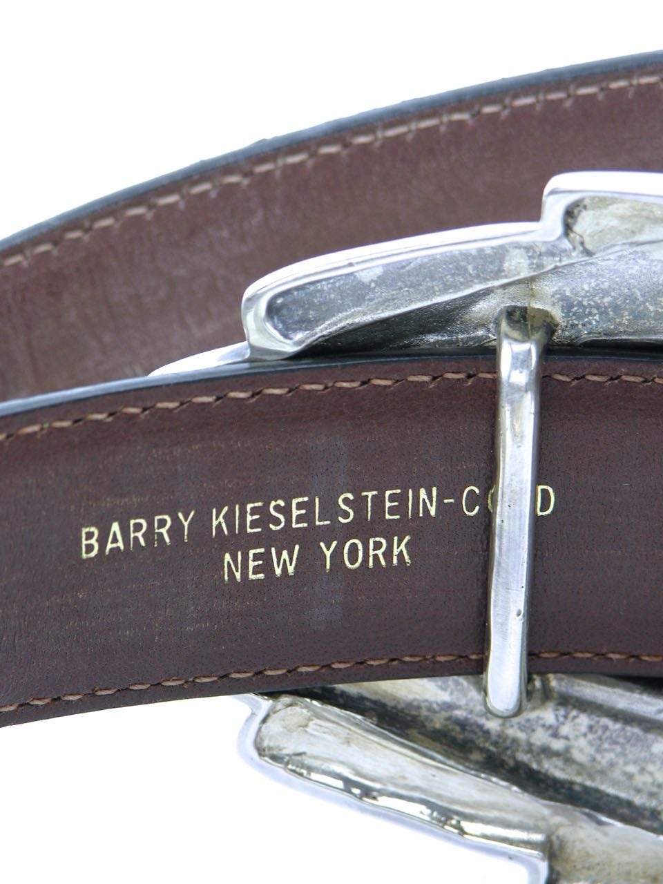 Barry Kieselstein-Cord Solid Silver and Leather Pecos Conchas Belt In Good Condition In Potts Point, New South Wales