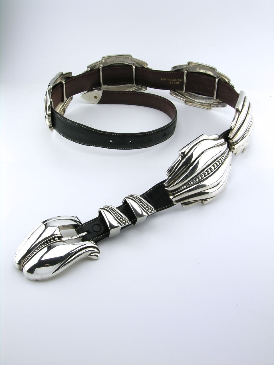 Barry Kieselstein-Cord Solid Silver and Leather Pecos Conchas Belt 1