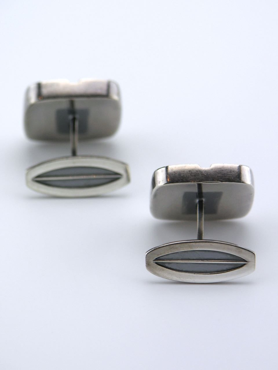 Hans Hansen Solid Silver Modernist Square Cufflinks In Good Condition For Sale In Potts Point, New South Wales
