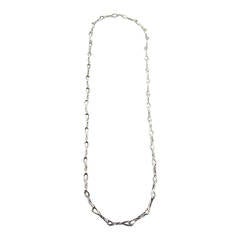 Long Figure of Eight Silver Twist Link Necklace