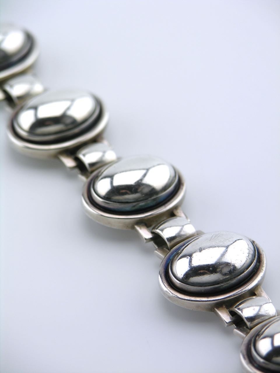 Art Deco Georg Jensen solid silver oval cabochon panel bracelet