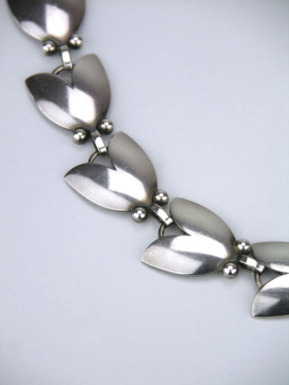 Modernist Georg Jensen Silver Tulip Necklace