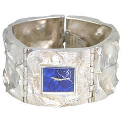 Vintage Matti Hyvarinen Sterling Silver Textured Bracelet Wristwatch