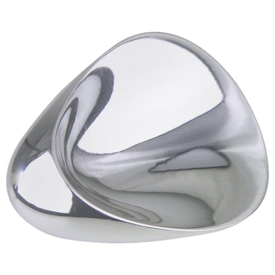 Georg Jensen Solid Silver Concave Thumbprint Brooch For Sale