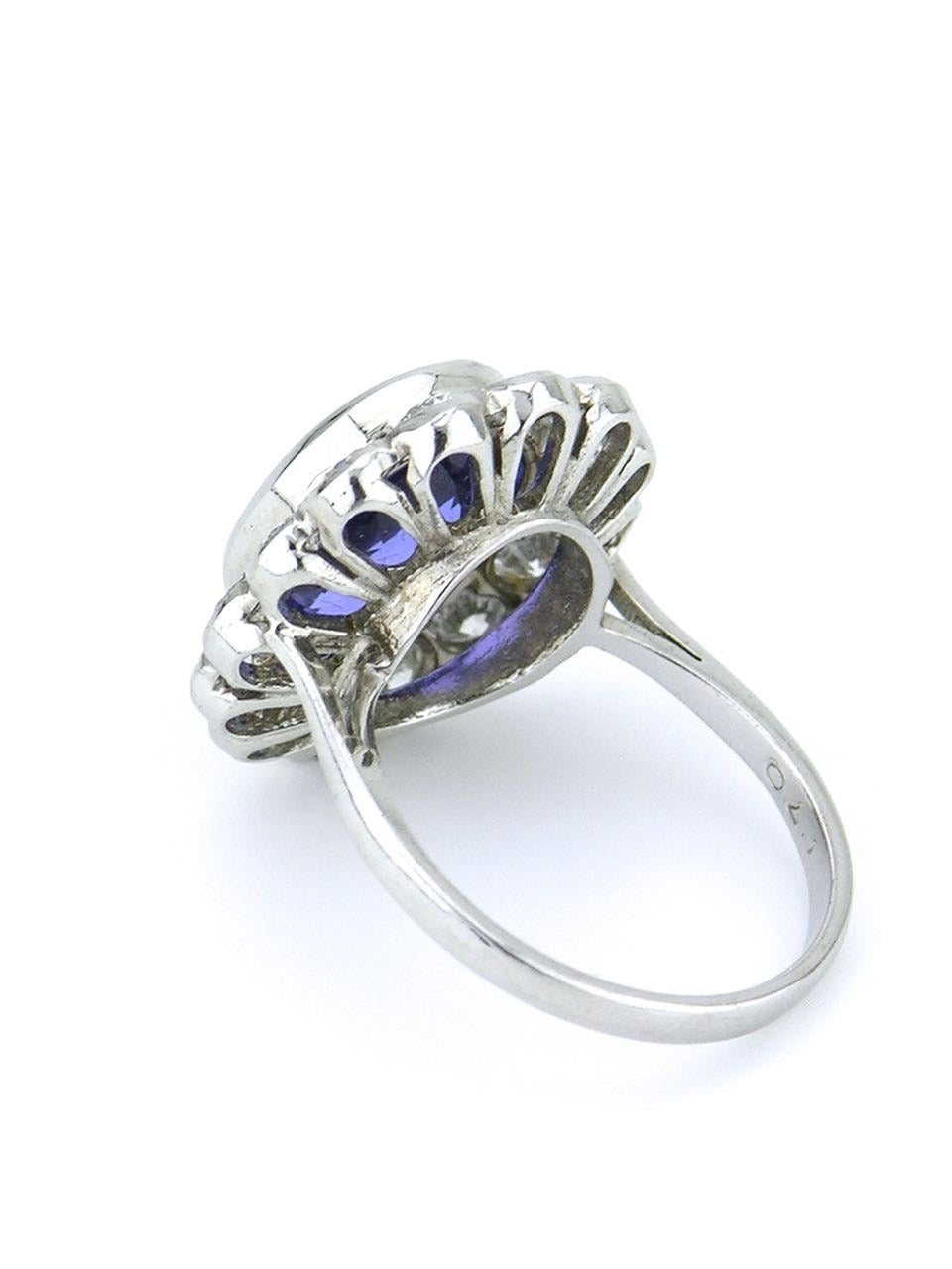 Women's Tanzanite Diamond Gold Cluster Ring