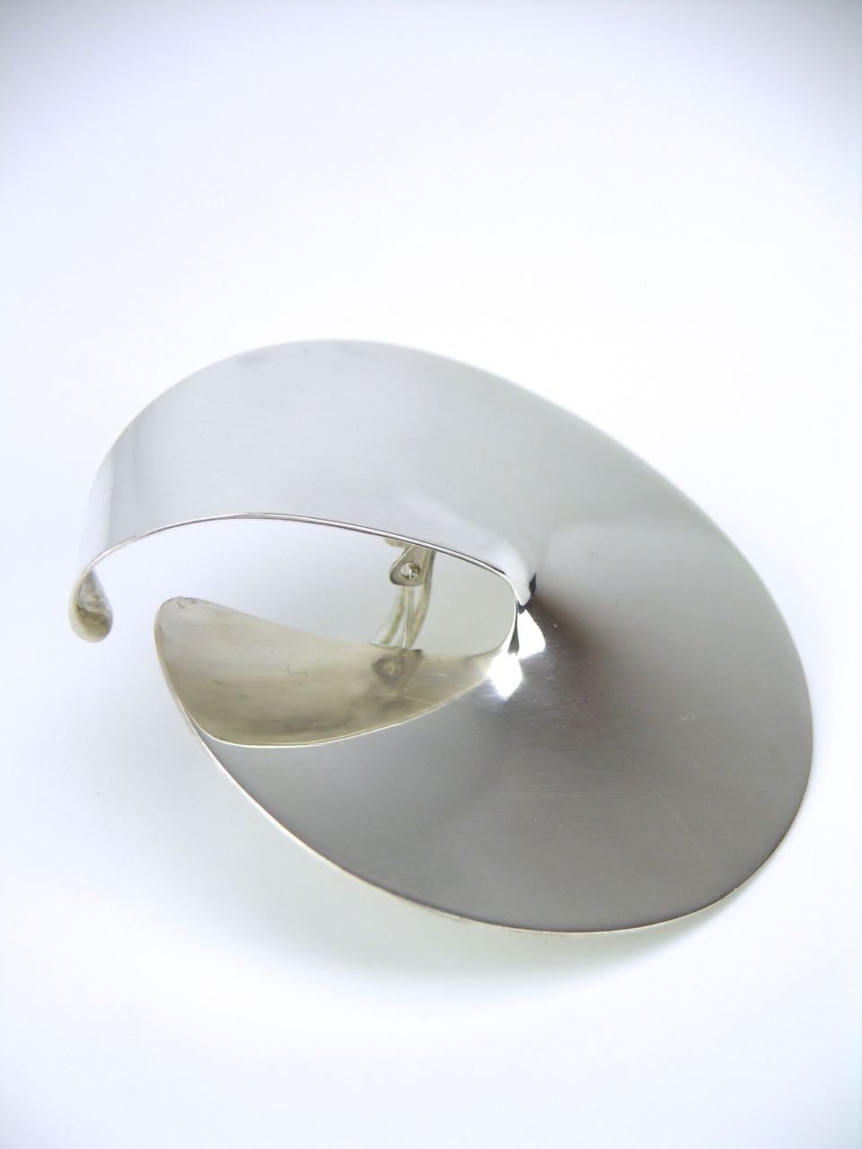 Women's Georg Jensen oversize silver disc sling clip earrings