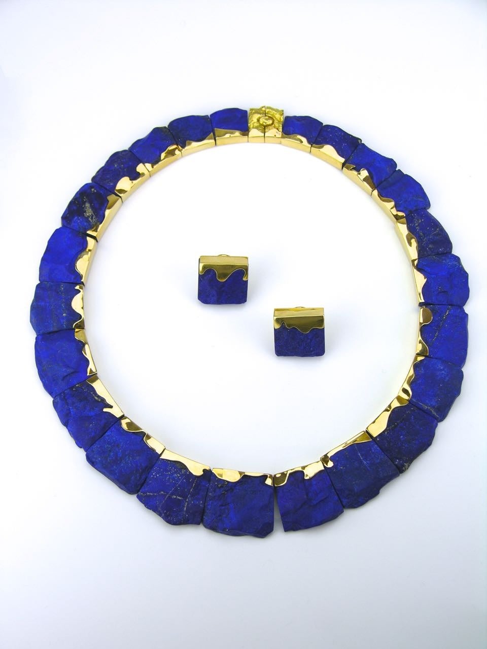 Nicholas Wylde English Lapis Lazuli Gold Earrings For Sale 2
