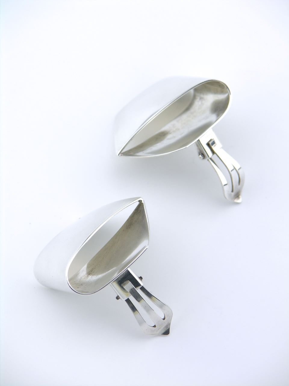Modernist Georg Jensen Silver Folded Pentagon Clip Earrings Design No. 202 For Sale