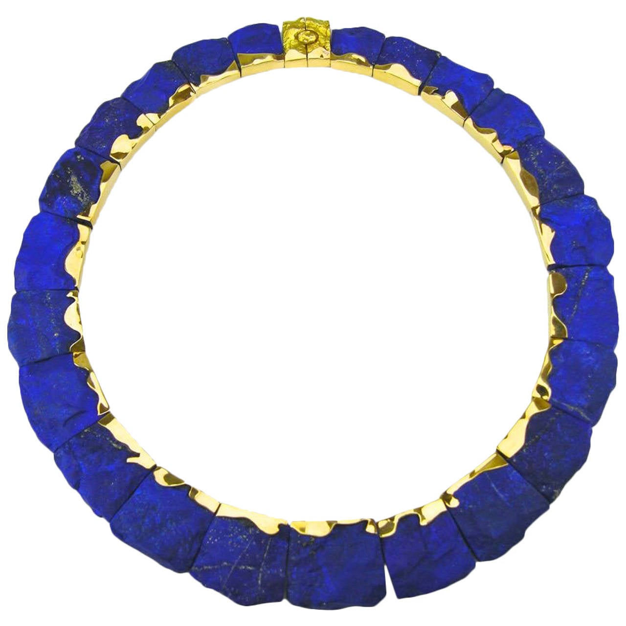 Nicholas Wylde English Lapis Lazuli Gold Collier Necklace For Sale