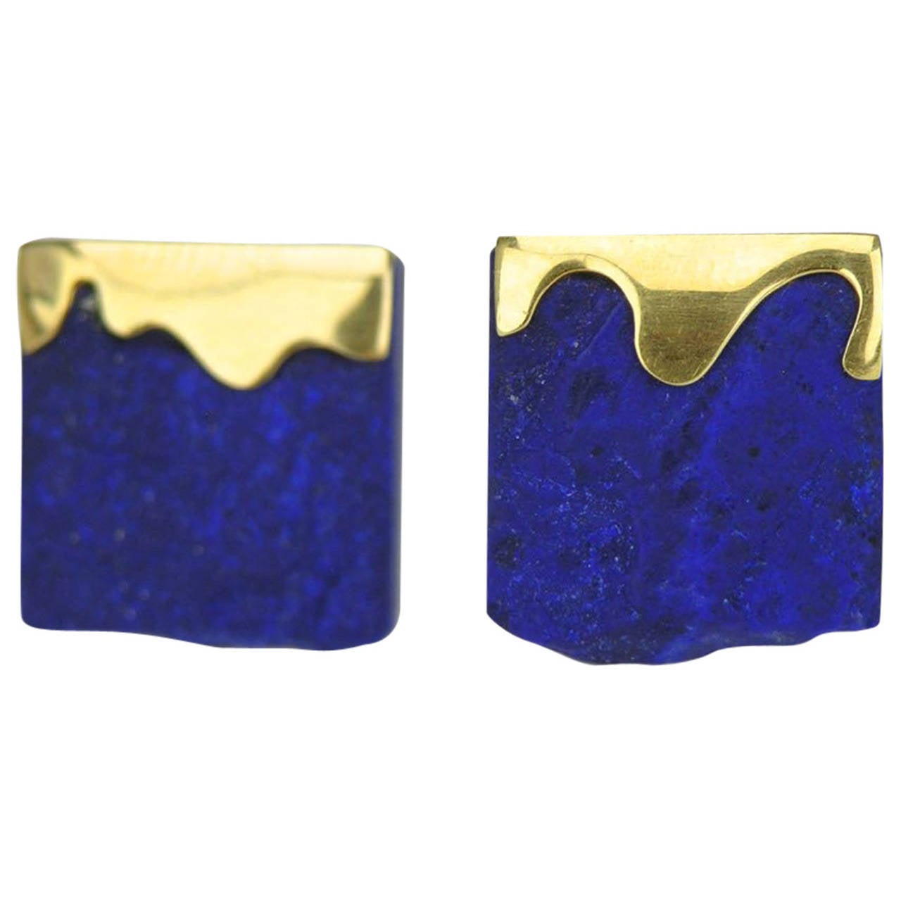 Nicholas Wylde English Lapis Lazuli Gold Earrings For Sale