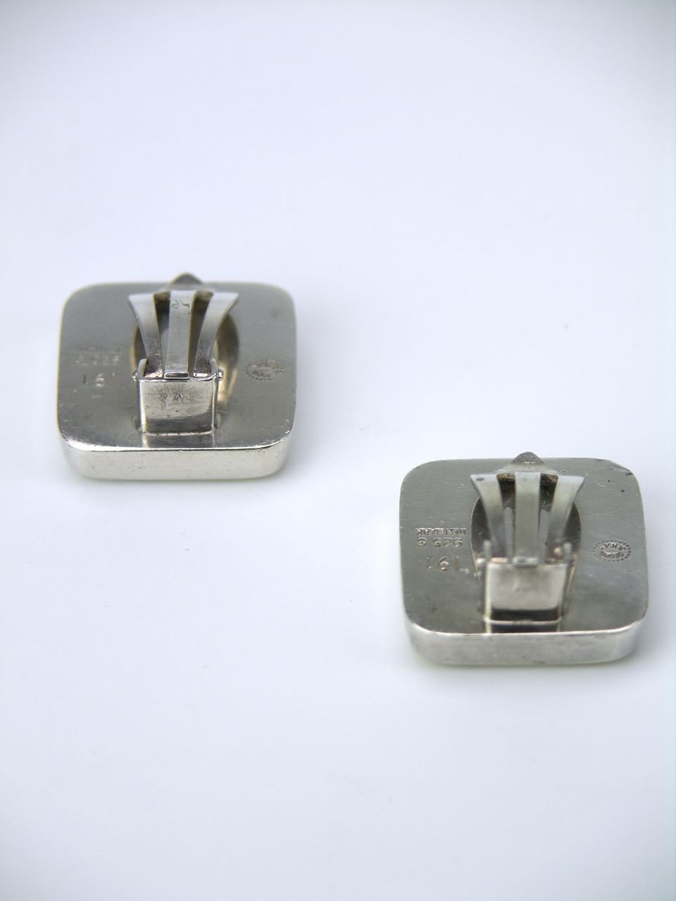 Georg Jensen silver square clip earrings Design No. 191 In Excellent Condition In Potts Point, New South Wales