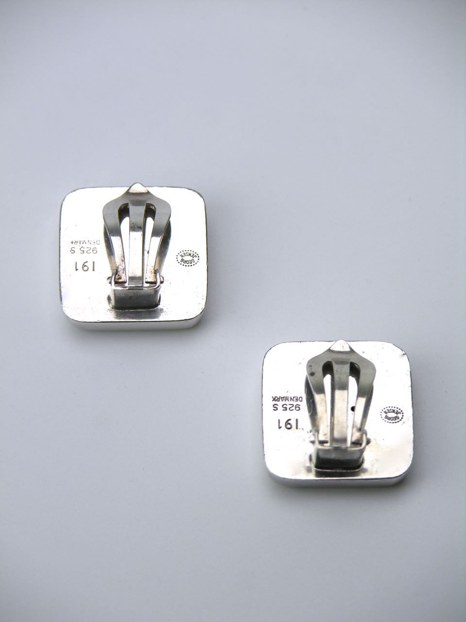 Women's Georg Jensen silver square clip earrings Design No. 191