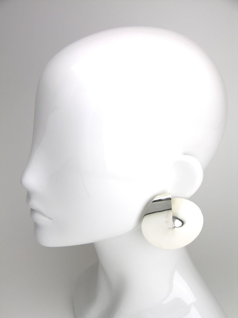 Georg Jensen oversize silver disc sling clip earrings 2