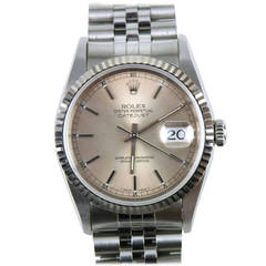 Rolex White Gold Stainless Steel Oyster Perpetual Datejust Wristwatch Ref 16234