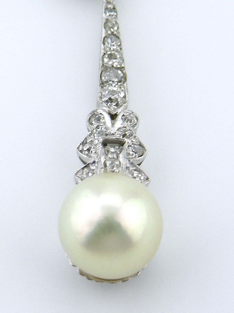 Modern Pearl Diamond Gold Drop Earrings For Sale