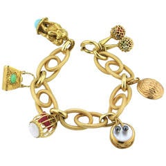 Vintage 1960s Italian gold charm bracelet