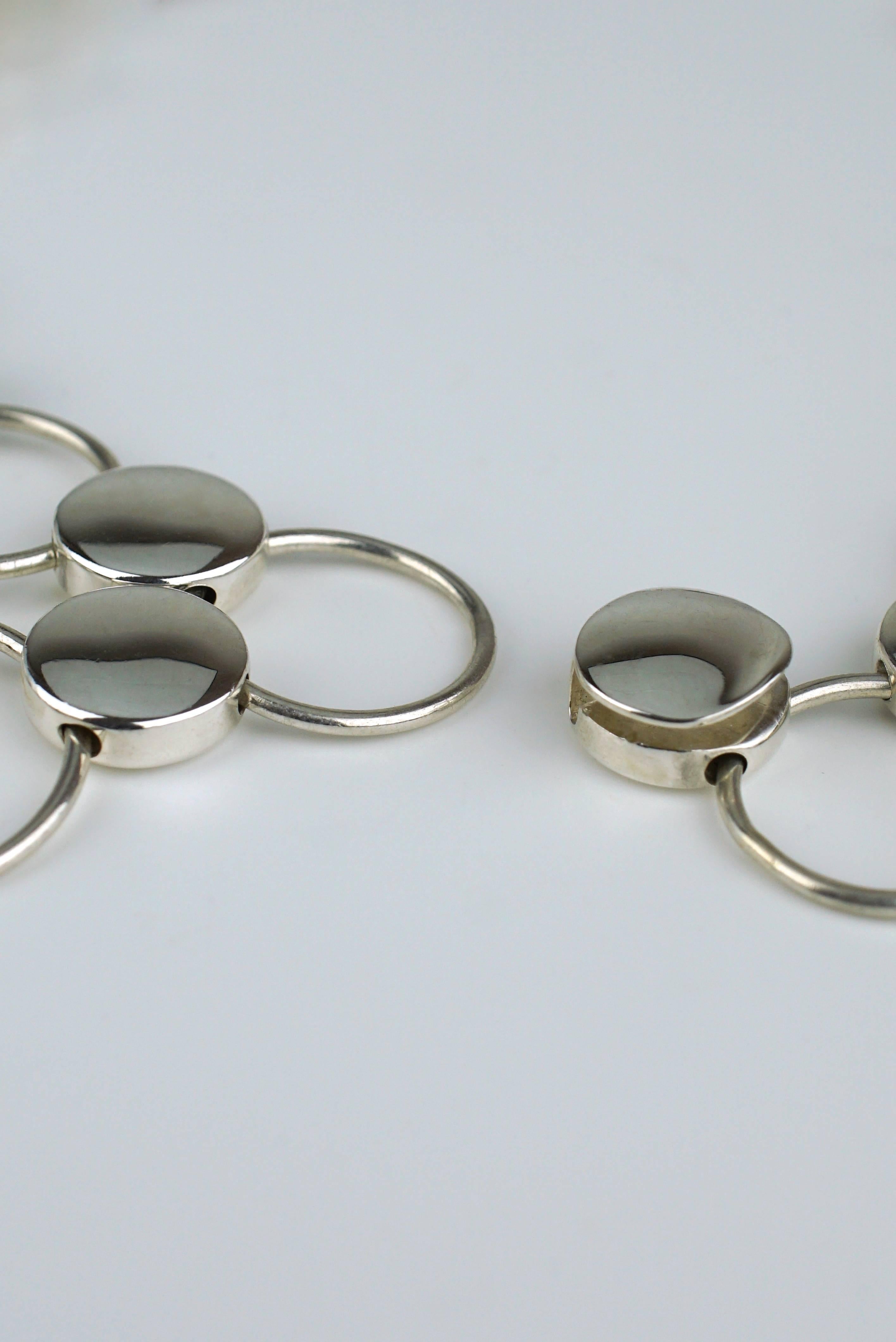Georg Jensen silver dot and ring necklace - design number 464 In Excellent Condition In Potts Point, New South Wales