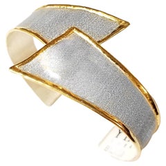 Yianni Creations Fine Silver and 24 Karat Gold Two-Tone Bangle Cuff Bracelet