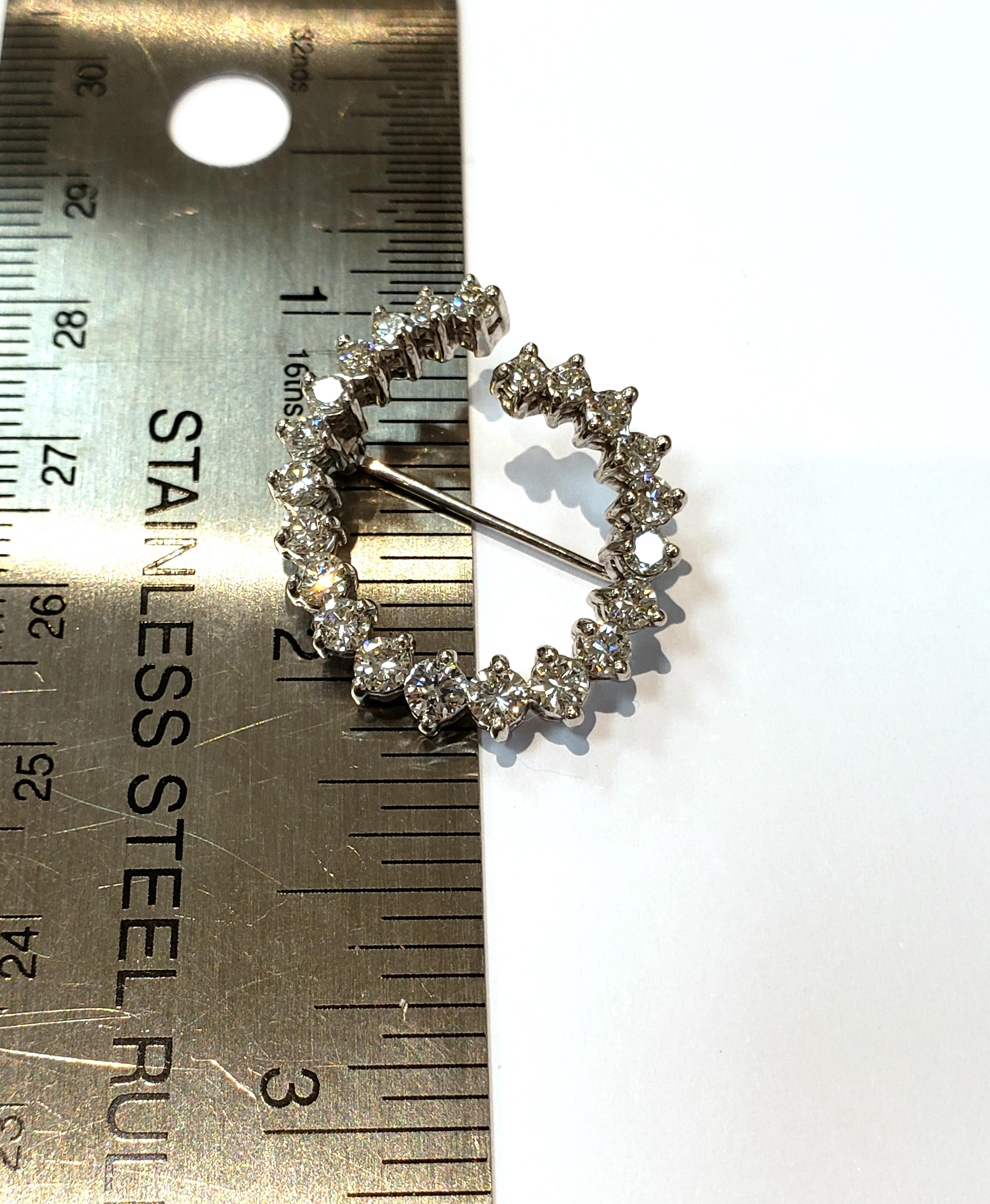 Women's or Men's Platinum and Diamond Open O Pin with 2.65 Carat For Sale