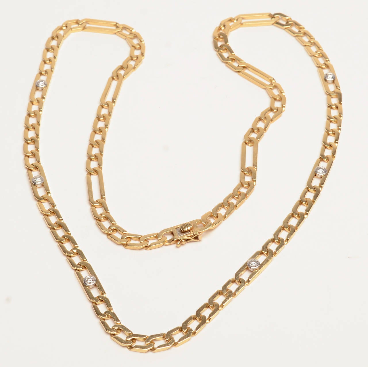 Women's or Men's Cartier Long Diamond Gold Chain