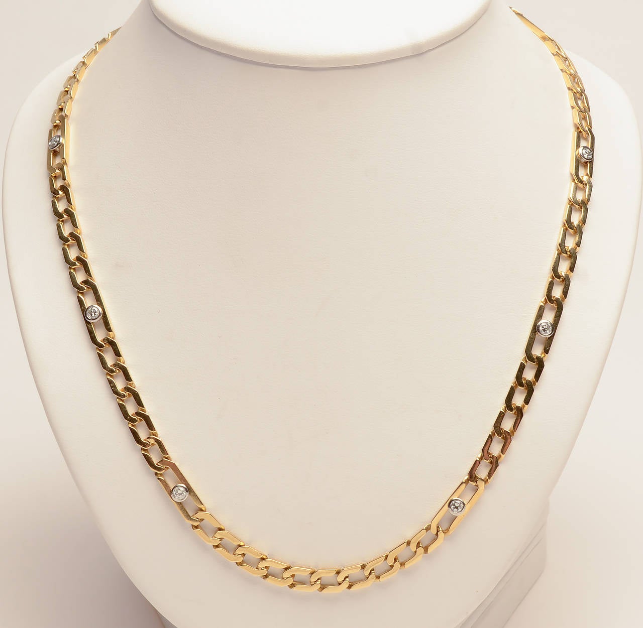 Cartier Long Diamond Gold Chain In Excellent Condition In Darnestown, MD