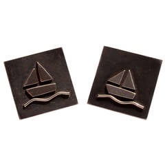 Sterling Silver Cufflinks with Sailboats
