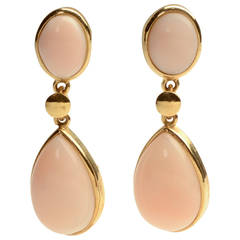 Angelskin Coral Gold Pendant Earrings