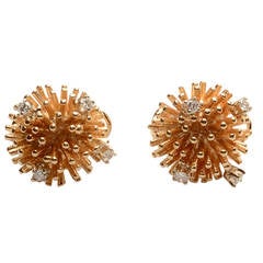 Diamond Gold Sea Urchin Earrings