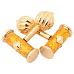 Schlumberger Enamel Gold Cufflinks