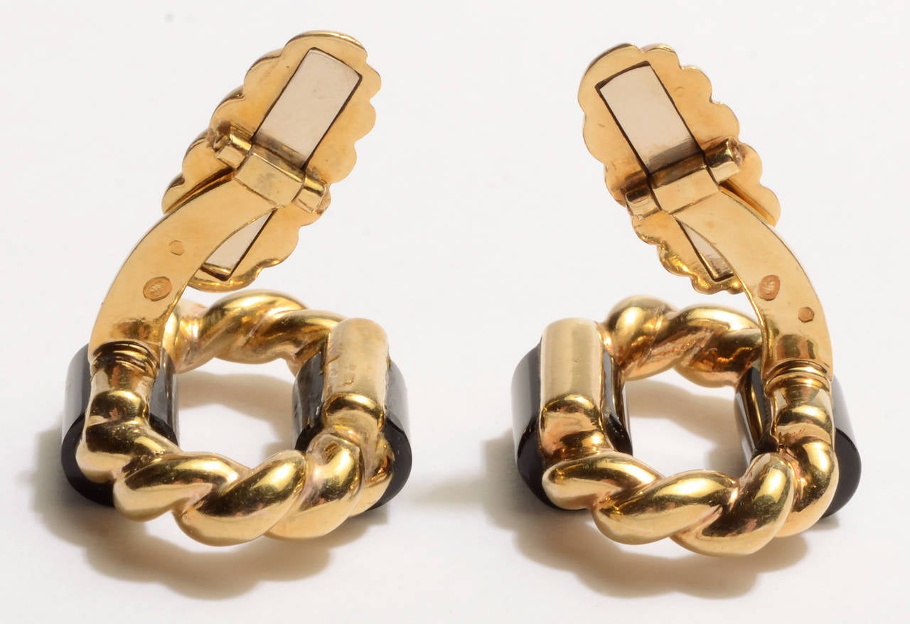 Women's Onyx Gold Cufflinks For Sale
