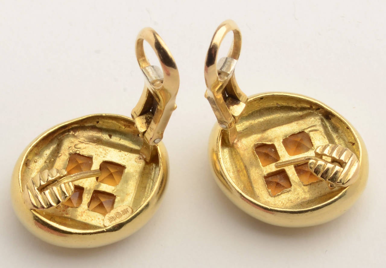 Citrine Gold Earrings In Excellent Condition In Darnestown, MD