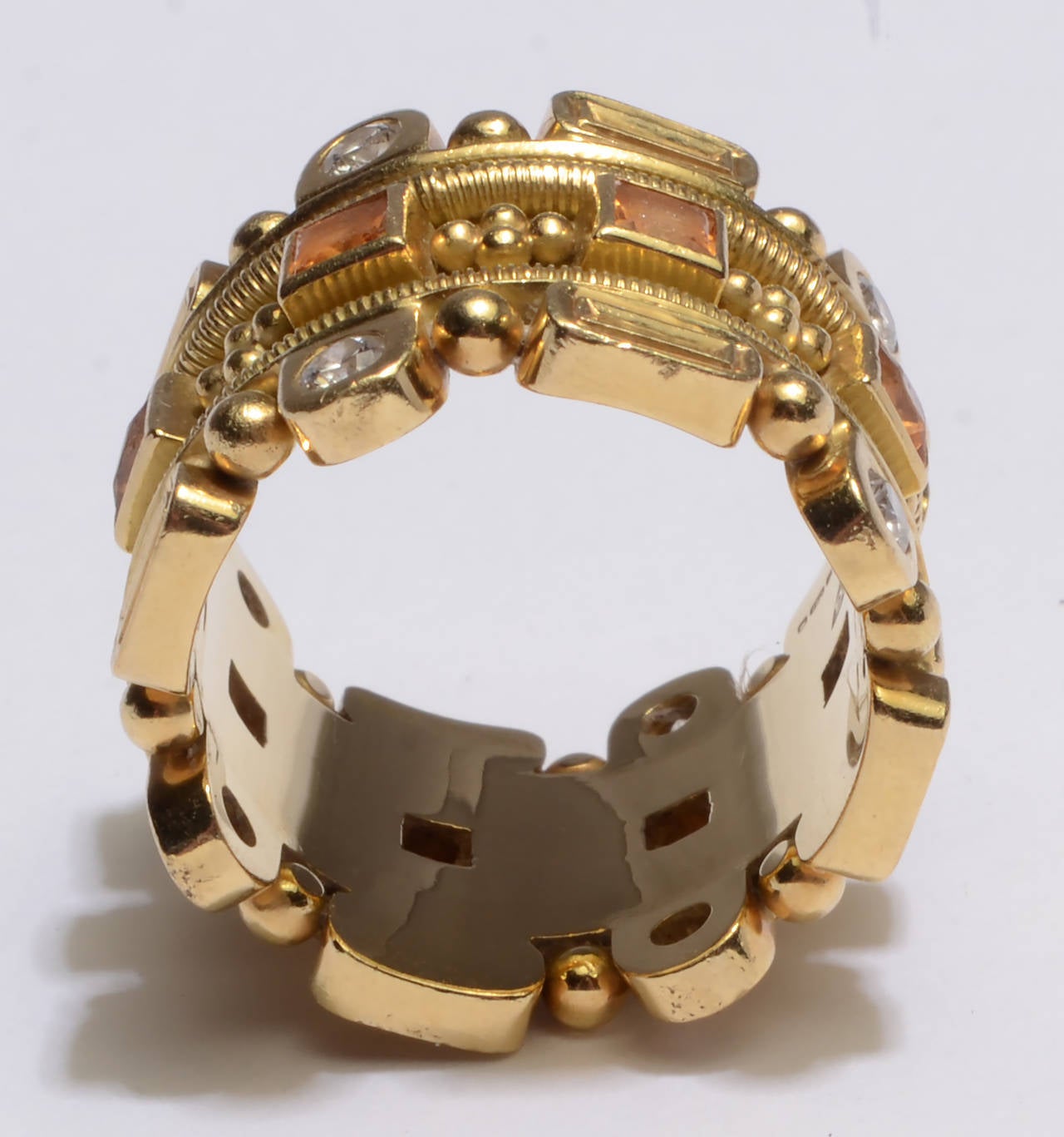 Elizabeth Gage Citrine Diamond Gold Ring In Excellent Condition In Darnestown, MD