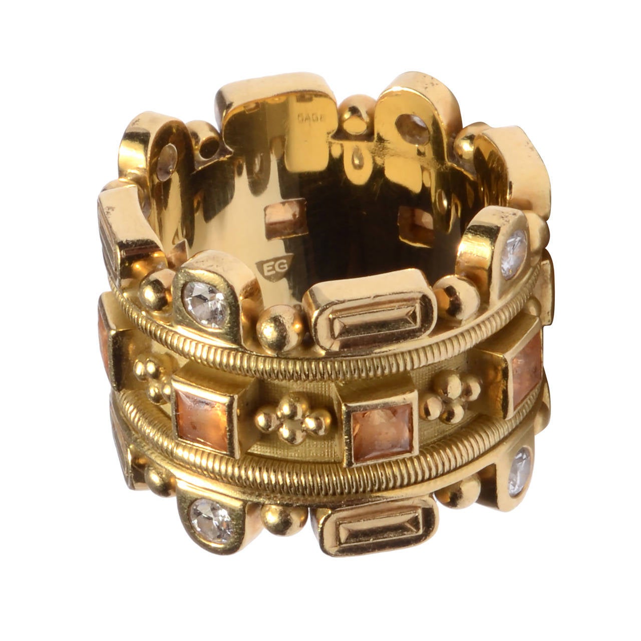 Elizabeth Gage Citrine Diamond Gold Ring