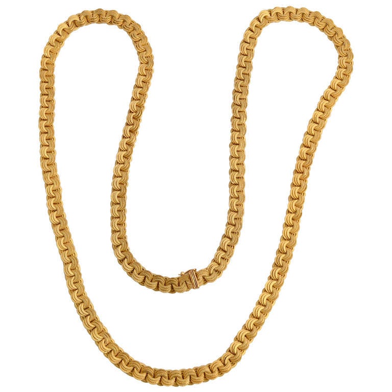 Long Gold Circles Links Necklace