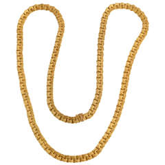 Long Gold Circles Links Necklace