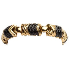 Carved Black Onyx Gold Bracelet 11